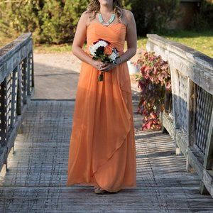 Strapless Crinkle Chiffon Dress with Cascade Skirt